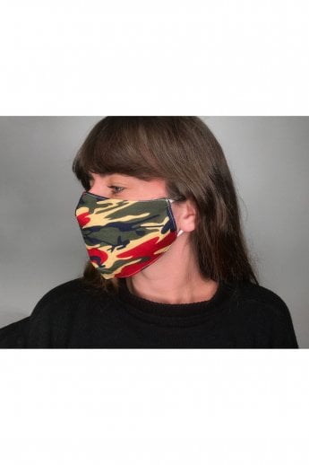 JAYLEY Red Unisex Camo Cotton Face Mask with Filter Pocket