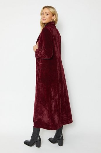 JAYLEY Red Velvet Maxi Coat