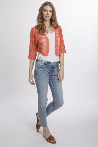 JAYLEY Red Vintage Lace Bolero Jacket