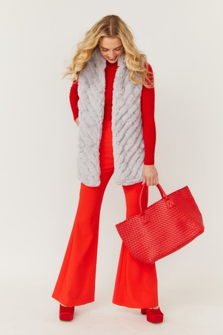 JAYLEY Red Woven Metallic Tote Bag Eco Leather