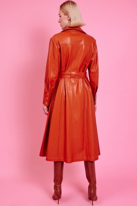 JAYLEY Retro Autumn Eco Leather Trench Coat