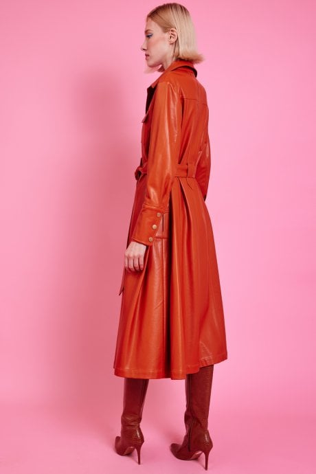 JAYLEY Retro Autumn Eco Leather Trench Coat