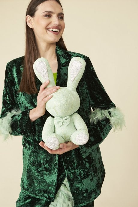 JAYLEY Rhinestone Rabbit In Mint Green