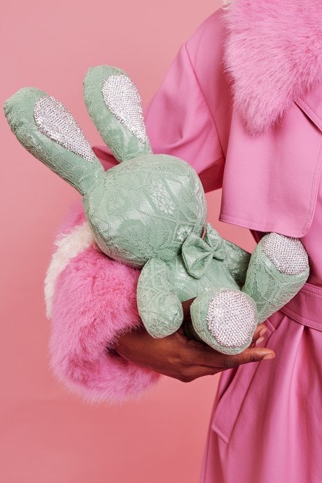 JAYLEY Rhinestone Rabbit in Mint Green
