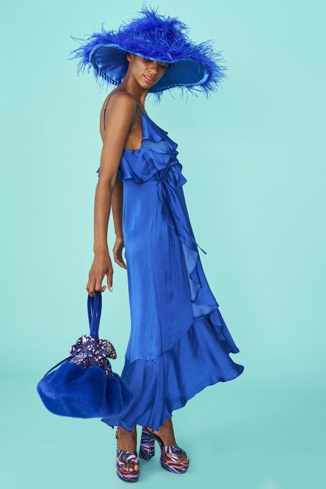 JAYLEY Royal Blue Hand Made Soft Sequin and Faux Fur Tote Bag