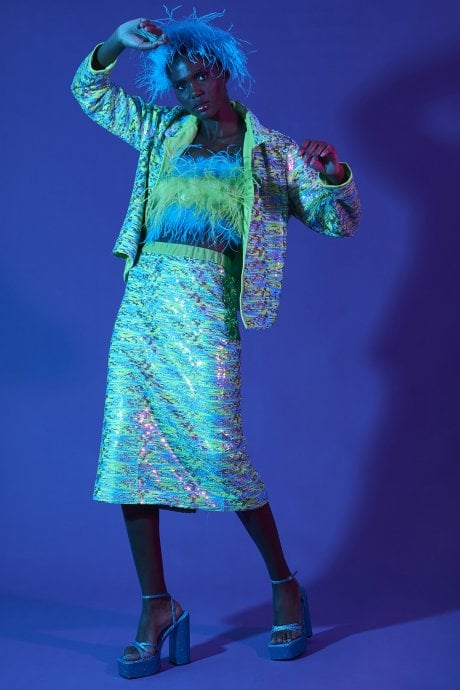 JAYLEY Sequin Bamboo Blend Skirt