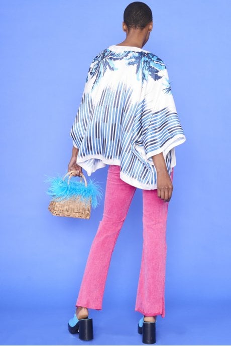 JAYLEY Silk Blend Abstract Print Kimono