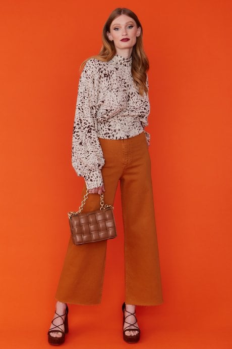 JAYLEY Silk Blend Animal Print Blouse