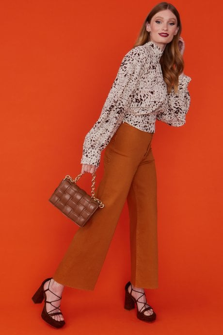 JAYLEY Silk Blend Animal Print Blouse