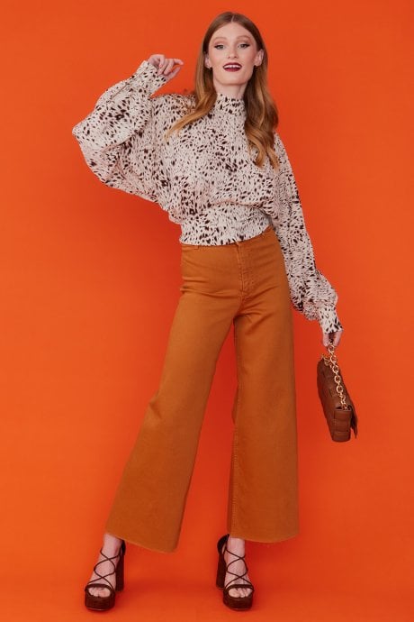 JAYLEY Silk Blend Animal Print Blouse