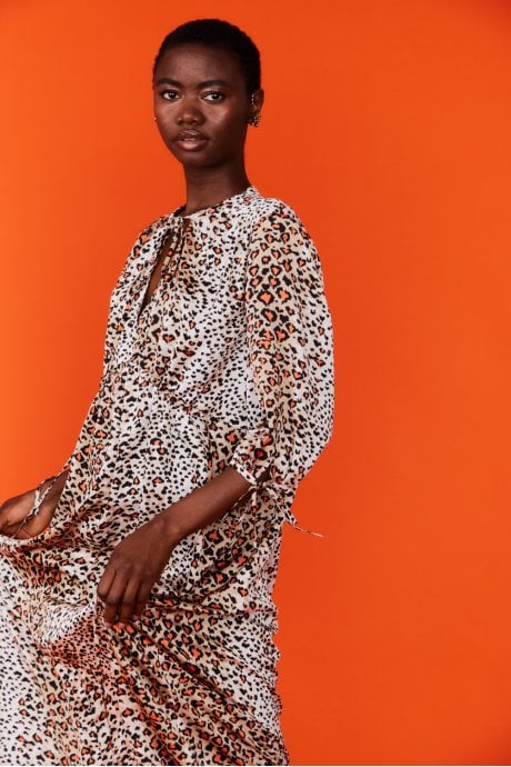 JAYLEY Silk Blend Animal Print Maxi Dress