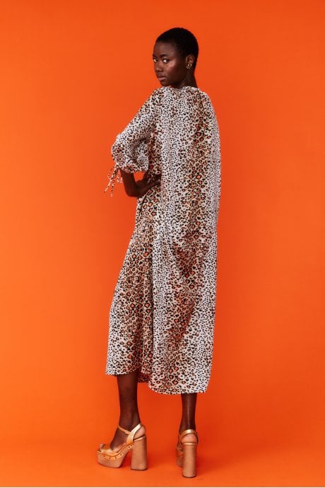 JAYLEY Silk Blend Animal Print Maxi Dress