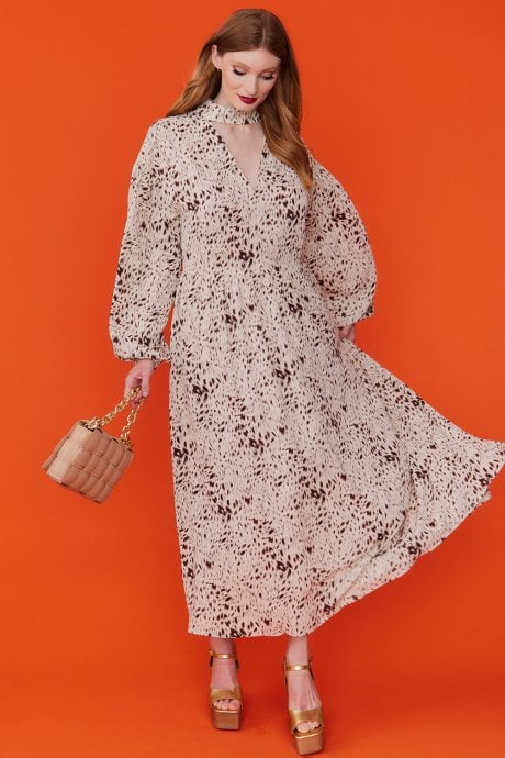 JAYLEY Silk Blend Animal Print Maxi Dress