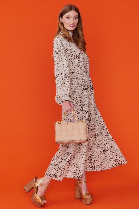 JAYLEY Silk Blend Animal Print Maxi Dress