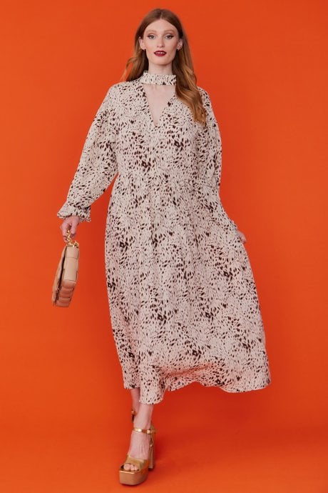 JAYLEY Silk Blend Animal Print Maxi Dress