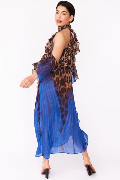 JAYLEY Silk Blend Animal Print Maxi Dress