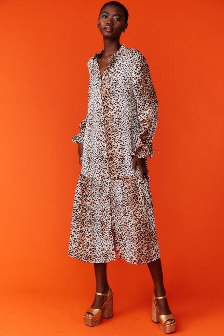 JAYLEY Silk Blend Animal Print Maxi Dress