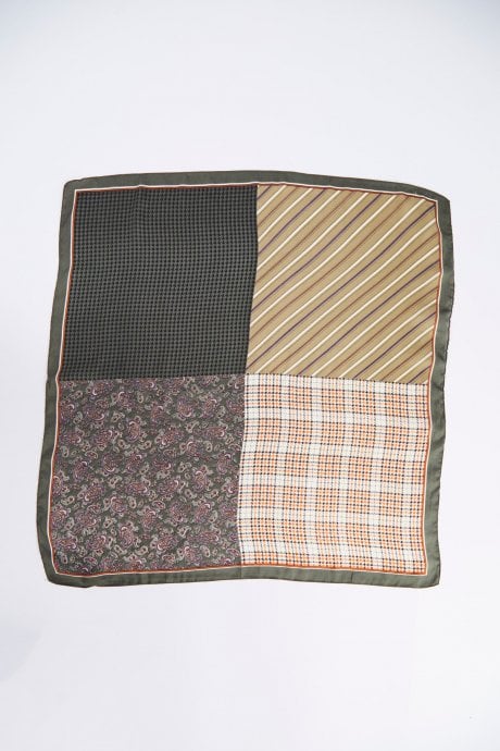 JAYLEY Silk Blend Check and Stripe Scarf