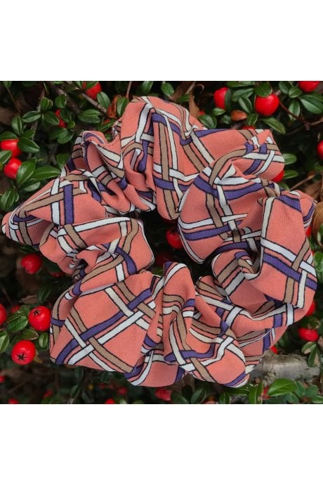 JAYLEY Silk Blend Check Scrunchie