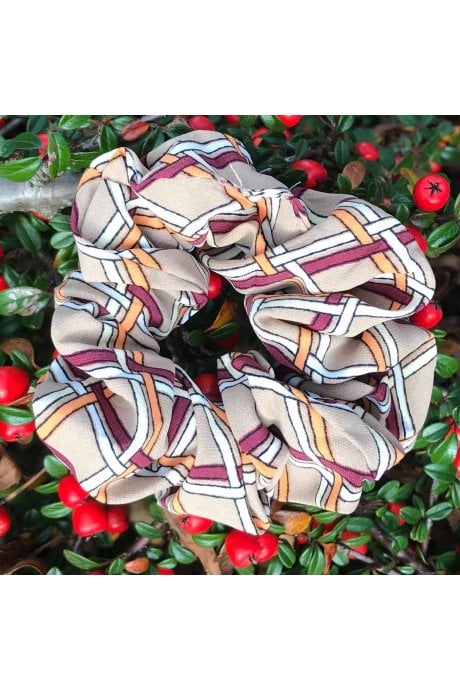JAYLEY Silk Blend Check Scrunchie