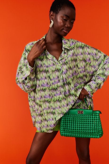 JAYLEY Silk Blend Digital Print Blouse