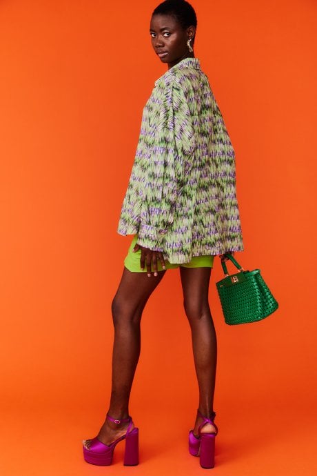 JAYLEY Silk Blend Digital Print Blouse