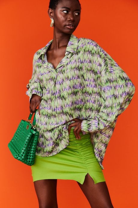 JAYLEY Silk Blend Digital Print Blouse