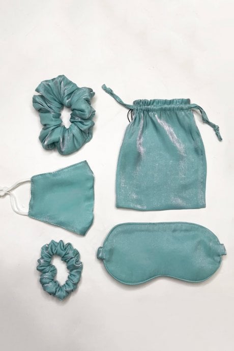 JAYLEY Silk Blend Face Eye Mask Scrunchie Set