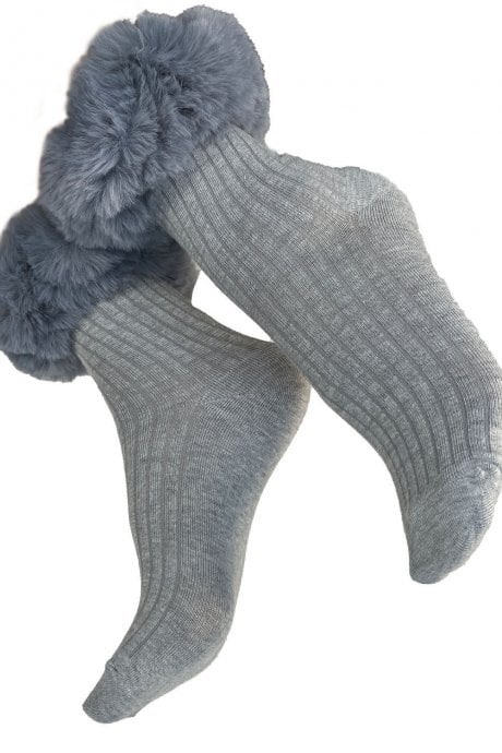 JAYLEY Silk Blend Faux Fur Trim Socks