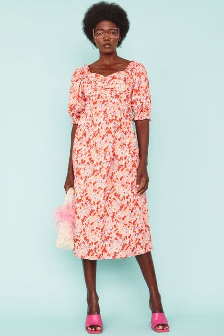 JAYLEY Silk Blend Floral Dress