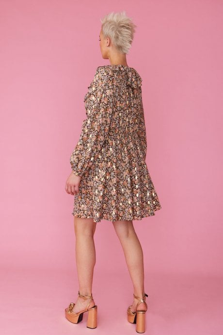 JAYLEY Silk Blend Floral Knee Length Dress