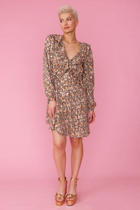 JAYLEY Silk Blend Floral Knee Length Dress