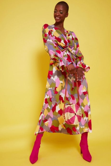 JAYLEY Silk Blend Floral Maxi Dress