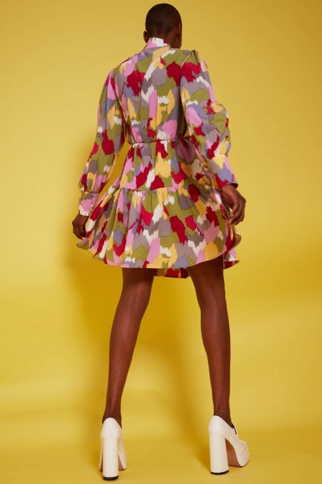 JAYLEY Silk Blend Floral Midi Dress