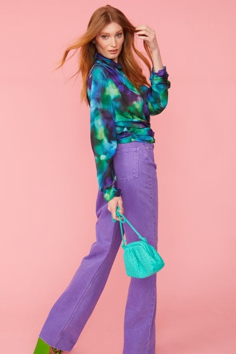 JAYLEY Silk Blend Gathered Waist Blouse