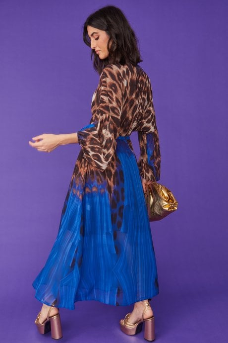 JAYLEY Silk Blend Leopard Maxi Dress