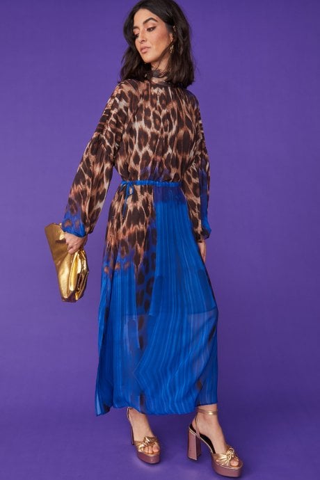 JAYLEY Silk Blend Leopard Maxi Dress