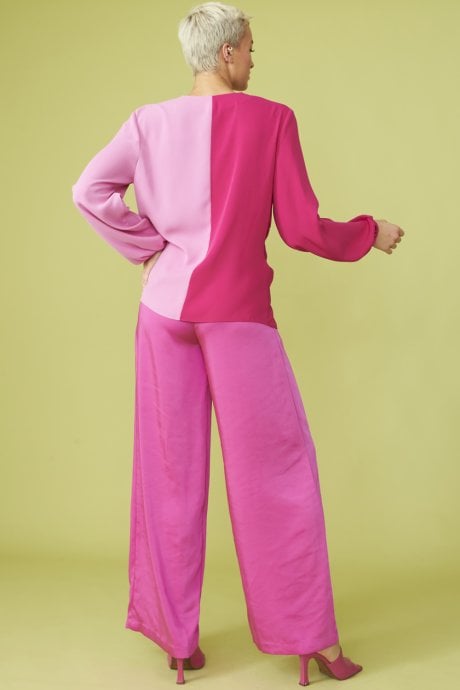 JAYLEY Silk Blend Pink Two Tone Blouse