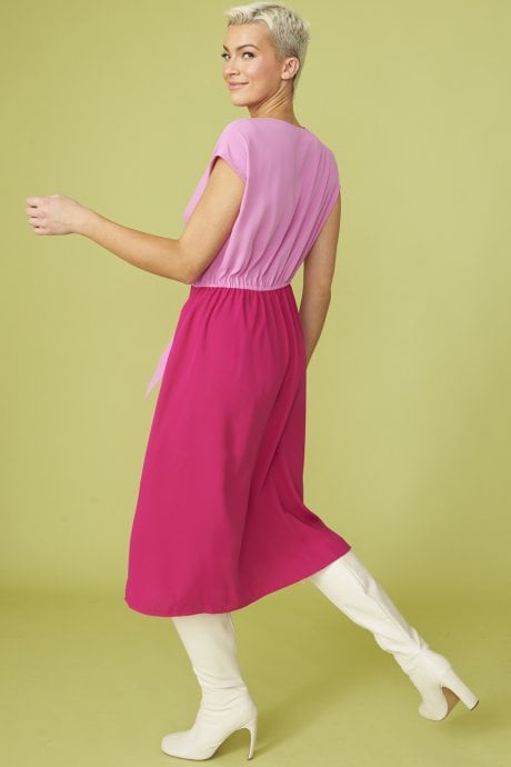JAYLEY Silk Blend Pink Two Tone Dress