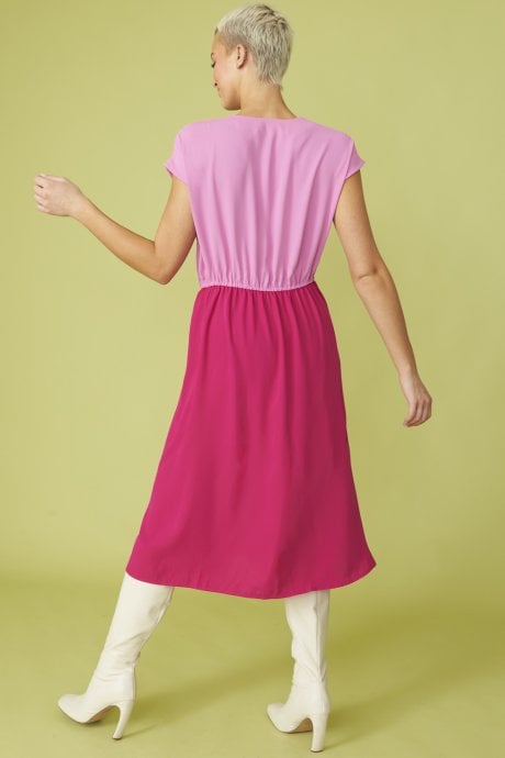 JAYLEY Silk Blend Pink Two Tone Dress
