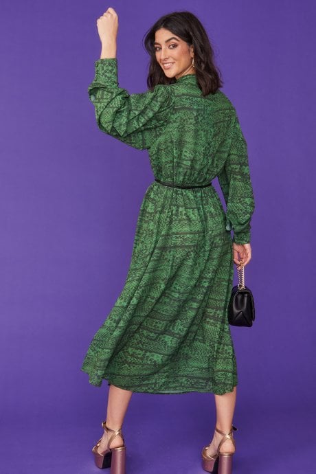 JAYLEY Silk Blend Snake Print Maxi Dress