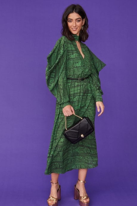 JAYLEY Silk Blend Snake Print Maxi Dress