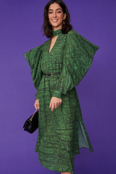 JAYLEY Silk Blend Snake Print Maxi Dress