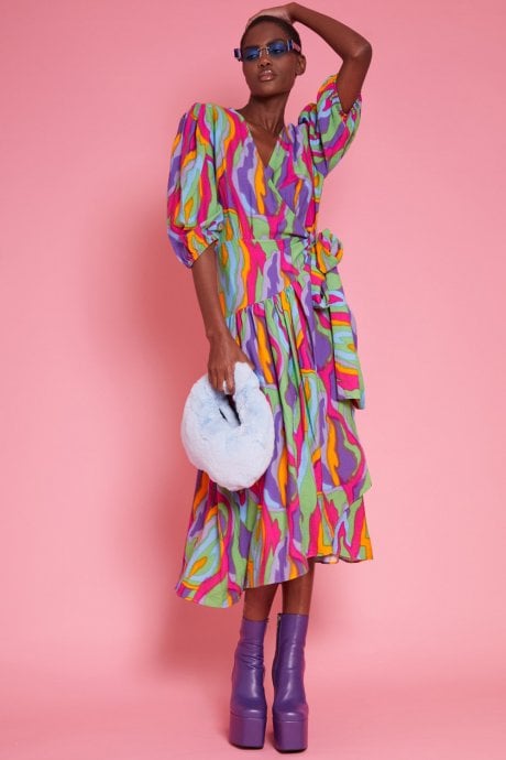 JAYLEY Silk Blend Wrap Dress