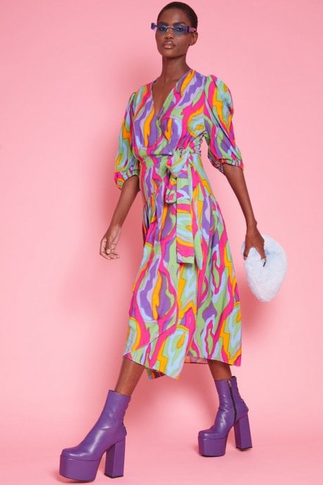 JAYLEY Silk Blend Wrap Dress