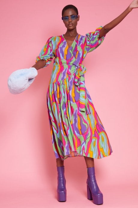 JAYLEY Silk Blend Wrap Dress