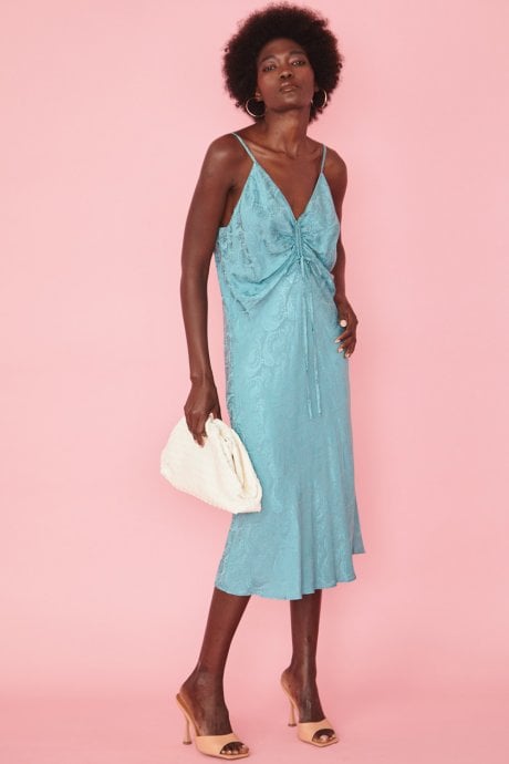 JAYLEY Silk Cami Ruffle Wrap Dress