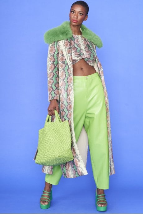 JAYLEY Snake Print BeltedTrent Coat