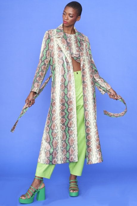 JAYLEY Snake Print BeltedTrent Coat