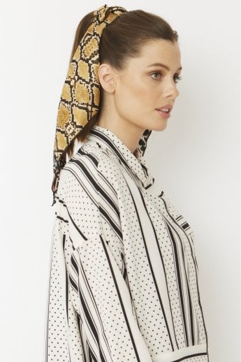 JAYLEY Snake Print Silk Blend Hair Scarf